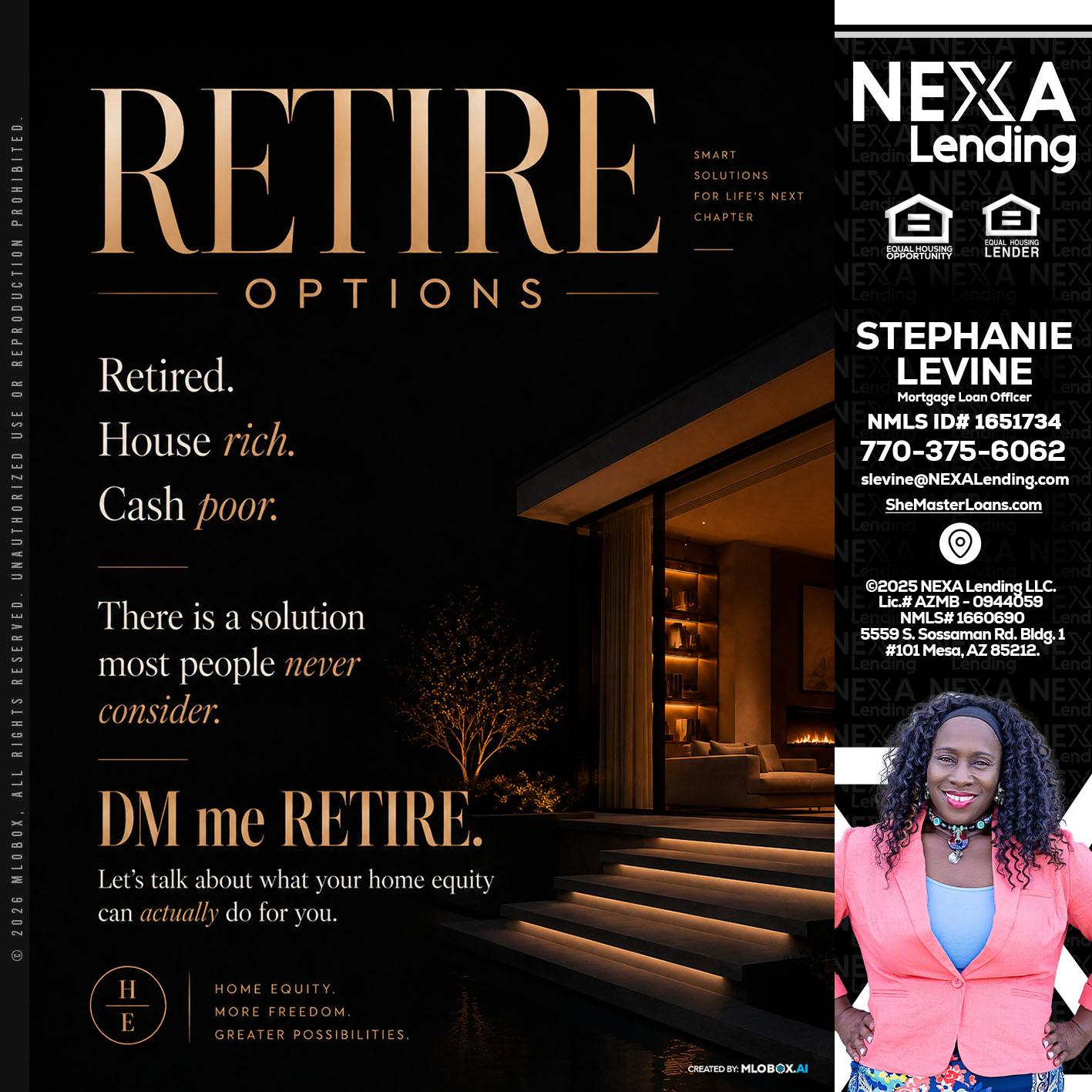 RETIRE LOANS - Stephanie Levine -Mortgage Loan Officer