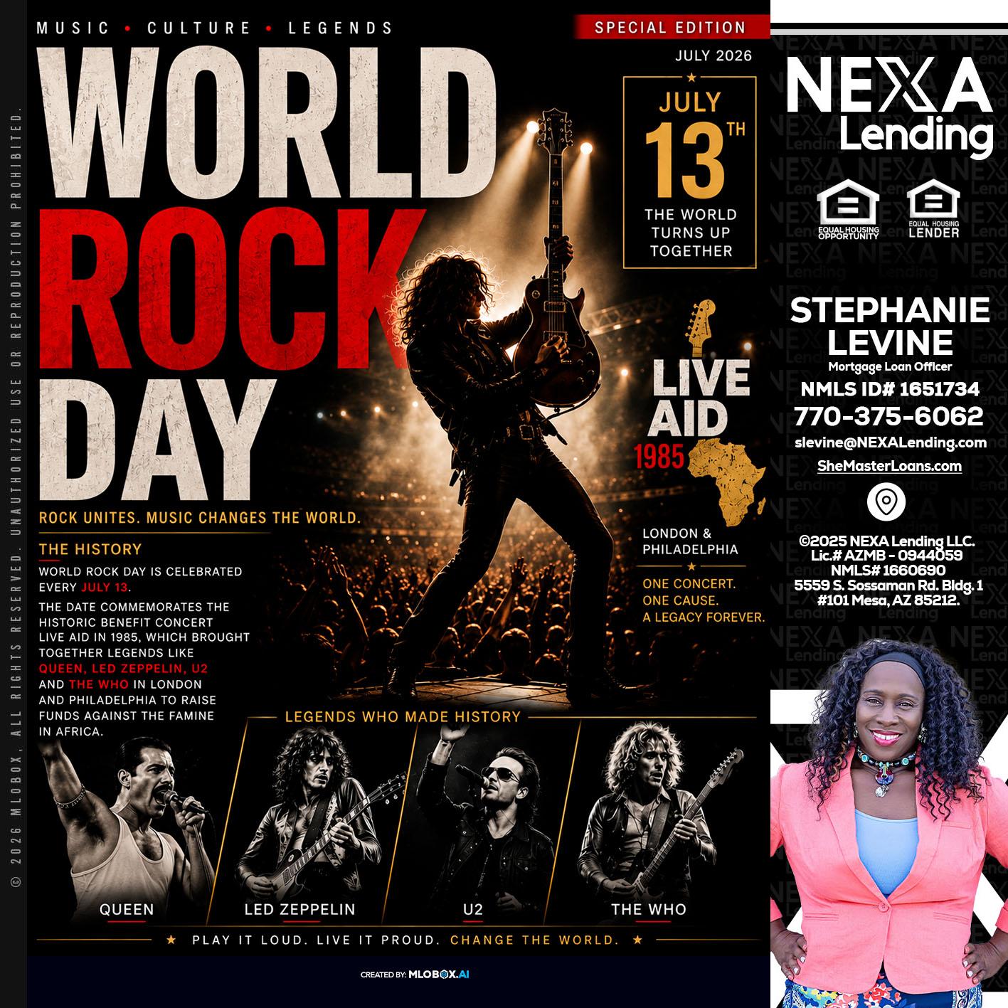 WORLD ROCK MUSIC DAY - Stephanie Levine -Mortgage Loan Officer