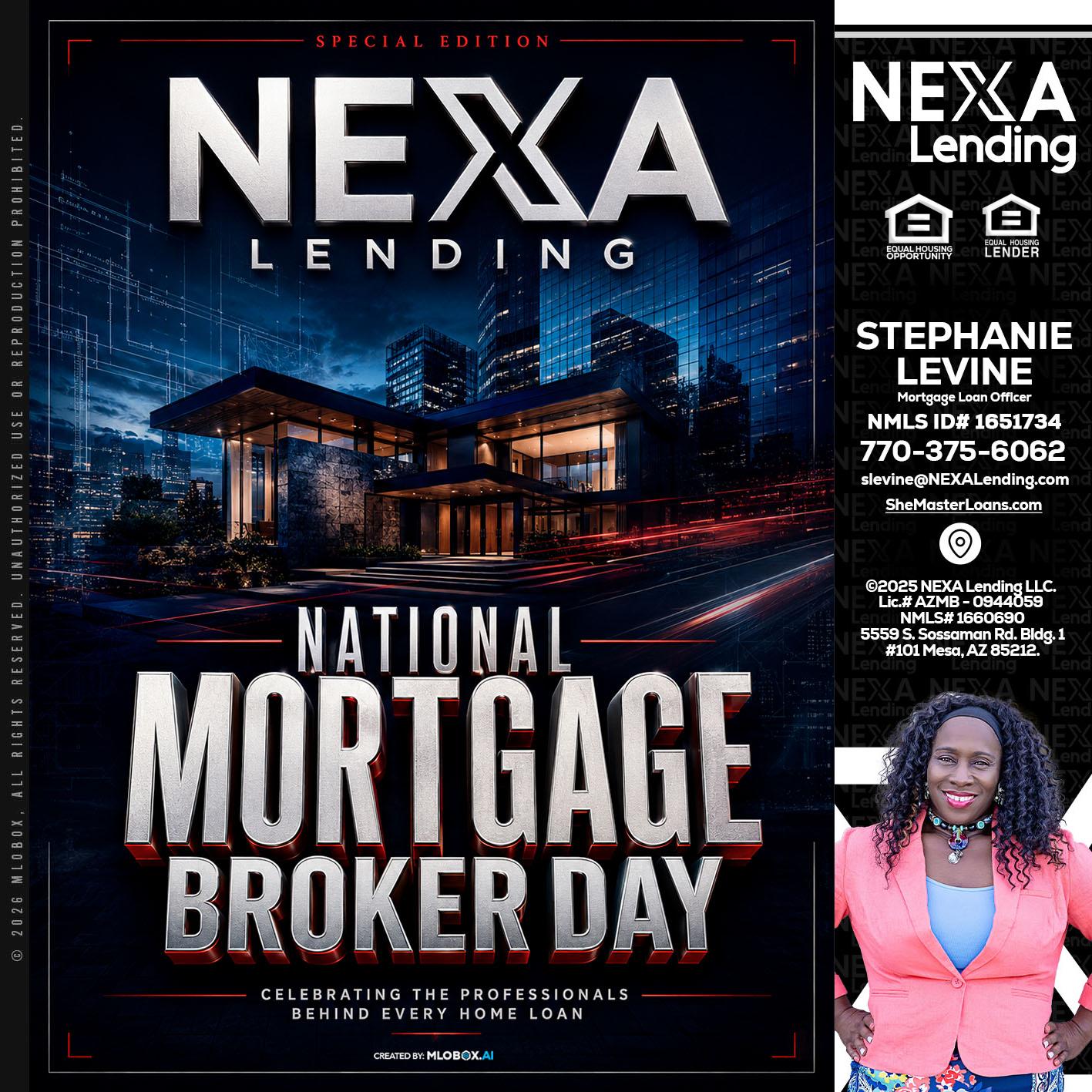 NATIONAL MORTGAGE BROKER DAY - Stephanie Levine -Mortgage Loan Officer