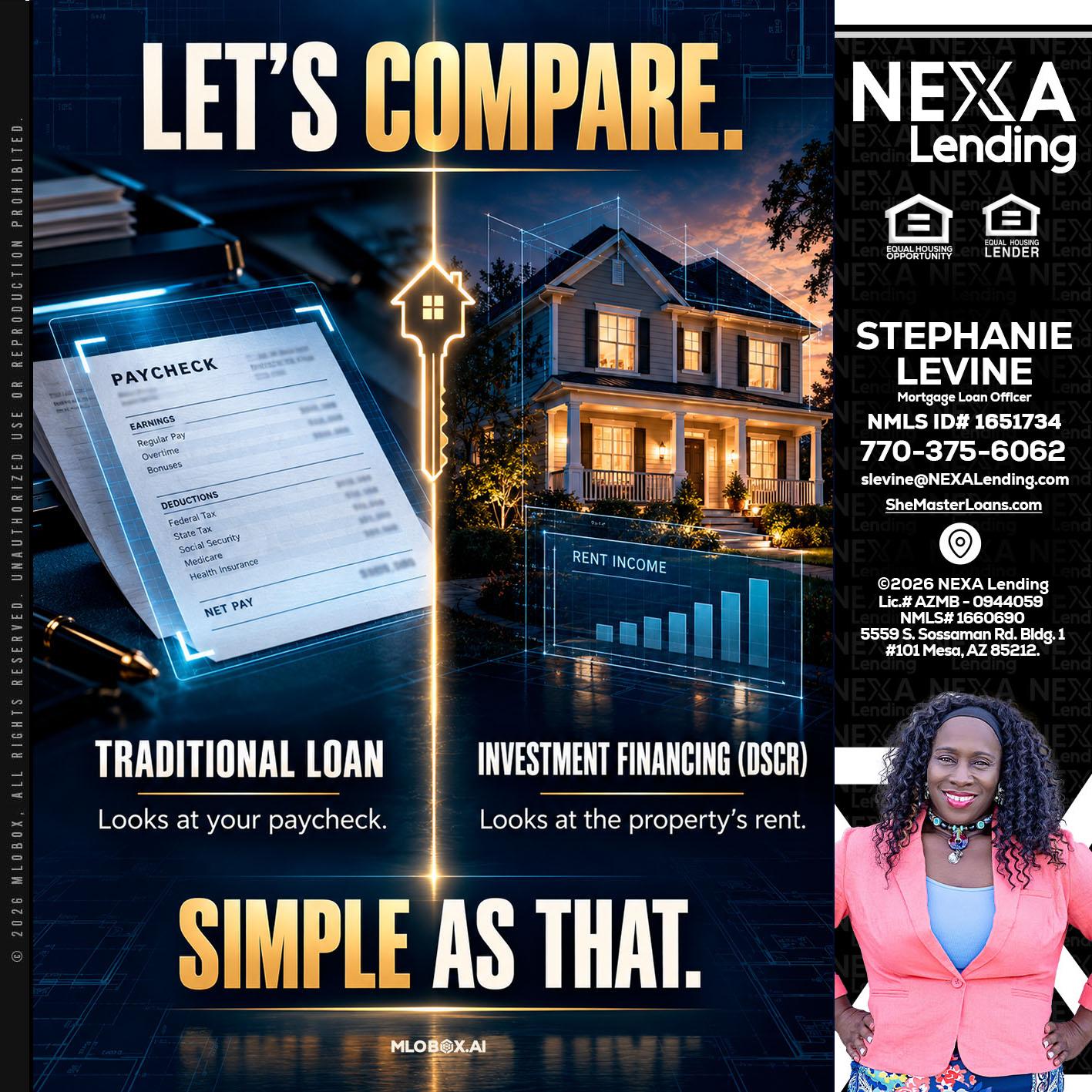 lets compare - Stephanie Levine -Mortgage Loan Officer