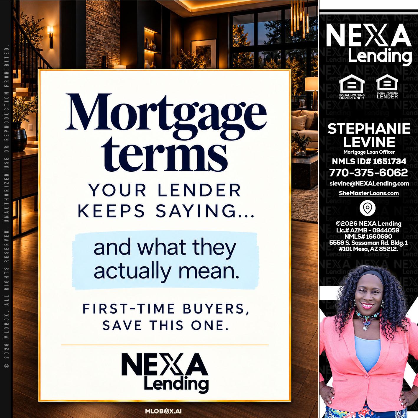 mortgage terms - Stephanie Levine -Mortgage Loan Officer
